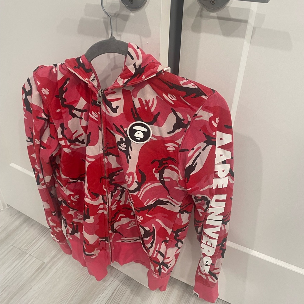 Bape Red Camo Hoodie Jacket